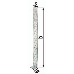 Ancrages plats en béton armé 205x40x40mm S.2mm Acier brut, galvanisé à chaud.GAH (Par 10)