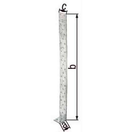 Ancrages plats en béton armé 205x40x40mm S.2mm Acier brut, galvanisé à chaud.GAH (Par 10)