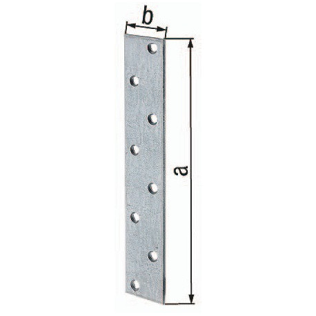 Connecteur plat L.170mm B.30mm S.3mm acier galvanisé Nb trou 8 (Par 50)