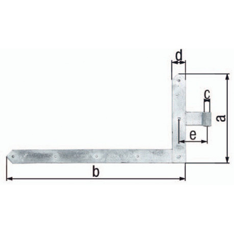 Charnière d'angle de porte 400x800x60x120mmacier galva 8mm GAH