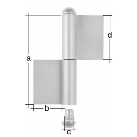 Charnière Typ K04 2 unités.pour souder tête ronde en acier inoxydable 120/30/9/60mm GA