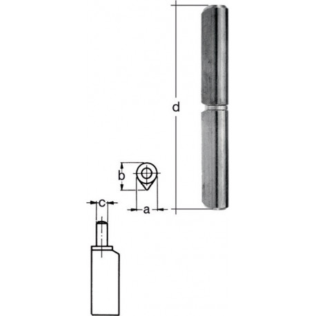 Charnière bande-L.80mm Acier brillant Ø 7mm GAH (Par 24)