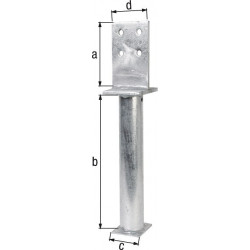 Support poteau 130x500x80x90mm Acier brut, galvanisé à chaud