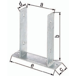 Support poteau ETA-10/0210 91x200x60x50x200mmGalvanisé à chaud