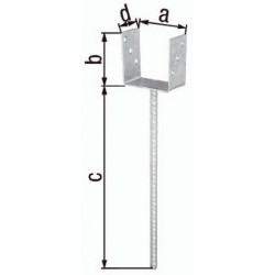 Support poteau ETA-10/0210 101x100x400x60mm TZN m.ext.langem Betonanker GAH