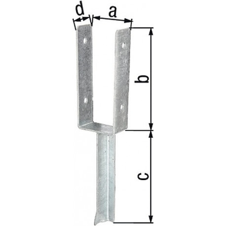 Support poteau ETA-10/0210 91x200x200x50mm Galvanisé à chaud