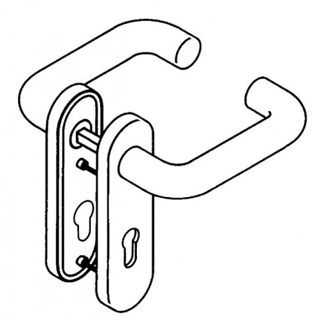Set poignée porte 111R12.210 plastique 33 D/D pour TS 38-48mm PZ rd DIN Gauche/Droite HEWI