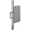 Serrure à mortaiser pour porte coulissante 0393 acier, argent carré 20/55 mm avec poignée à ressort et bouton de déverrouillage BKS
