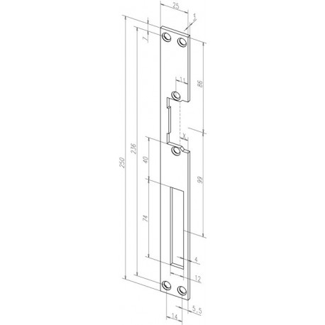 Plaque de frappe plate 021 inox ma Rect.B.25xL.250mm DIN Gauche/droit ASSA ABLOY