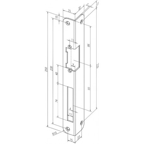 Gâche serrure .IW 324 R-10 EST VA rd.DIN Droite ASSA ABLOY