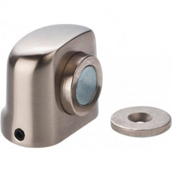 Butée magnétique de porte TBM 2430 hauteur 30 mm métal clair, aspect inox, fixation par goujon