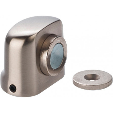 Butée magnétique de porte TBM 2430 hauteur 30 mm métal clair, aspect inox, fixation par goujon
