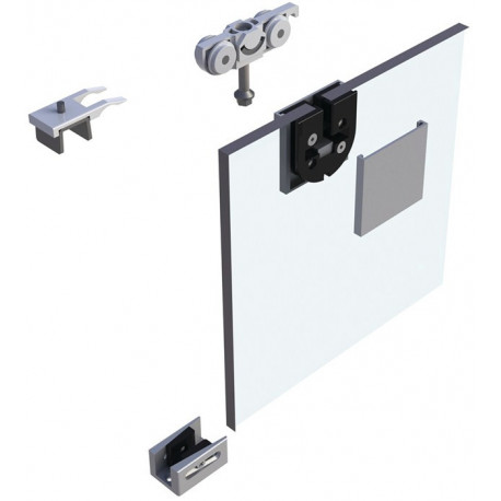 Système coulissant 73 Portes en verre effet inox 80 kg ESG / VSG Kit complet 8-10,76 mm HELM