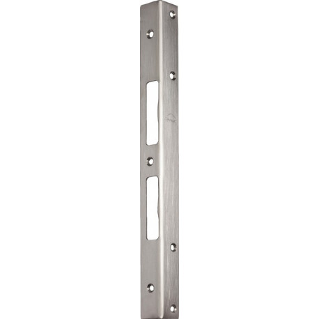 Plaque de verrou porte d'angle de sécurité L.300mm B.25mm S.2mm Acier inoxydable brossé mat SCHNEGEL