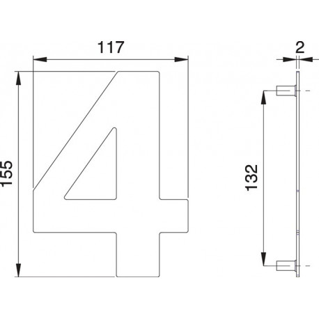Chiffre du numéro de maison 4 Inox matt 150mm B.117mm EDI