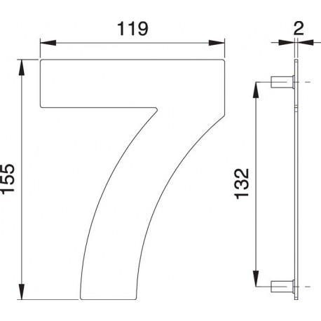 Chiffre du numéro de maison 7 Inox matt 150mm B.119mm EDI