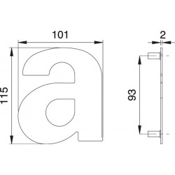 Lettre de numéro de maison a Inox matt 114mm B.101mm EDI