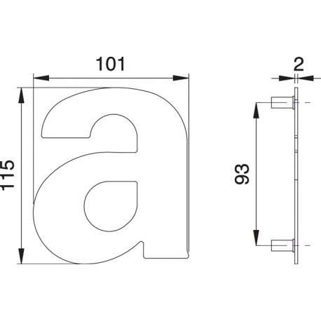 Lettre de numéro de maison a Inox matt 114mm B.101mm EDI