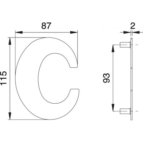 Lettre de numéro de maison c Inox matt 110mm B.87mm EDI