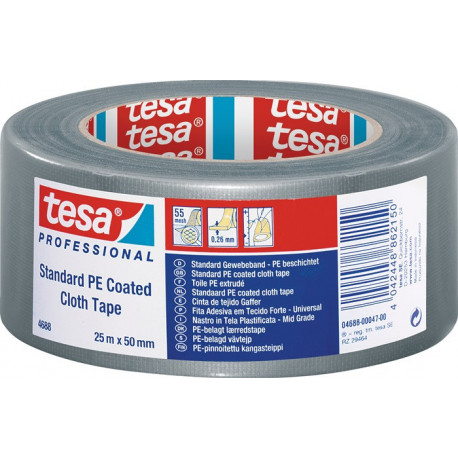 Adhésif toilé tesaband® Standard 4688 argenté mat longueur 25 m largeur 50 mm ro (Par 5)