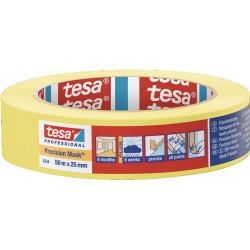 Crêpe de précision 4334 lisse jaune longueur 50 m largeur 25 mm rouleau TESA (Par 6)