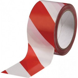 Bande de marquage d'avertissement PVC rouge/blanc longueur 66 m largeur 60 mm ro
