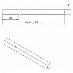 Carré porte OGRO 114 PB FS carré.9x110mm Broche OGRO