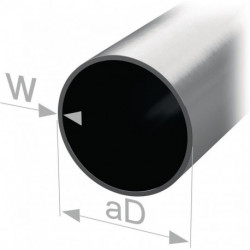 Tube pour armoire rond, acier MS, poli, tube extérieur D. 25 mm épaisseur de paroi 0,85 mm 2500 mm PG