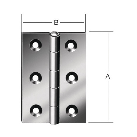 Charnière 10502 H.40mm B.32mm S.0,9mm VA roulé demi-largeur VORMANN (Par 50)