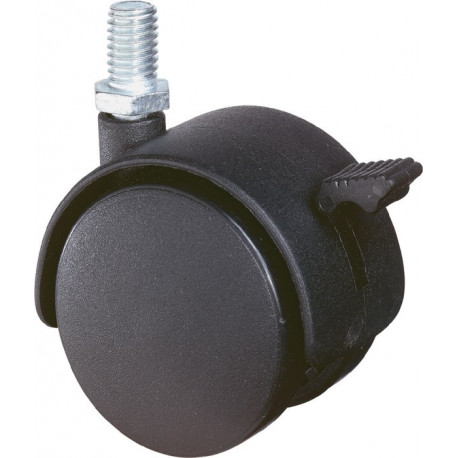 Roulette double en plastique D. de la roue 50 mm cap. charge 40 kg M8 polyamide