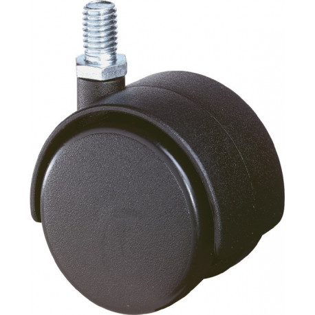 Roulette double en plastique D. de la roue 40 mm cap. charge 30 kg M10 polyamide