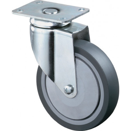 Rouleau de renvoi D. de la roue 100 mm cap. charge 80 kg avec plaque de fixation
