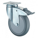 Roulette orientable avec frein D. de la roue 125 mm cap. charge 100 kg avec plaq