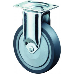Roulette fixe 100 mm 80 kg caoutchouc plein 95 x 70 mm