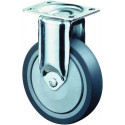 Roulette fixe 100 mm 80 kg caoutchouc plein 95 x 70 mm