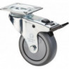 Roulette orientable avec frein D. de la roue 100 mm cap. charge 70 kg avec plaqu