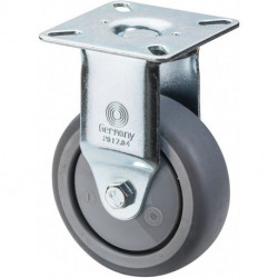 Roulette fixe 75 mm 50 kg caoutchouc plein 60 x 60 mm