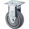 Roulette fixe 75 mm 50 kg caoutchouc plein 60 x 60 mm