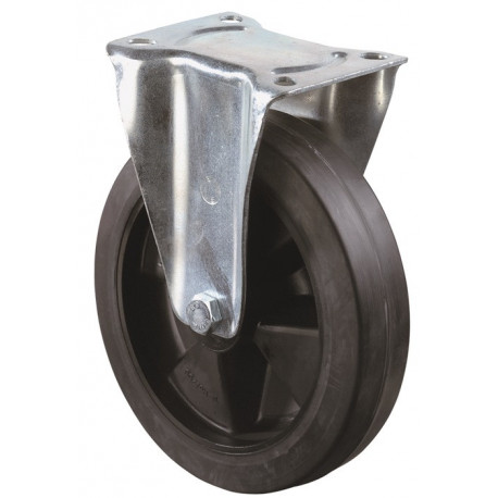 Roulette fixe D. de la roue 125 mm cap. charge 150 kg caoutchouc plein plaque L1