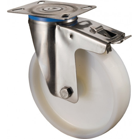 Rouleau de renvoi D. de la roue 75 mm cap. charge 60 kg avec blocage total plast