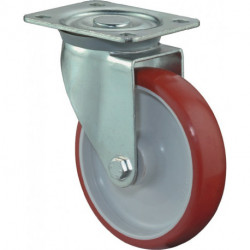 Rouleau de renvoi D. de la roue 200 mm cap. charge 300 kg polyuréthane plaque L1