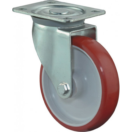 Rouleau de renvoi D. de la roue 200 mm cap. charge 300 kg polyuréthane plaque L1
