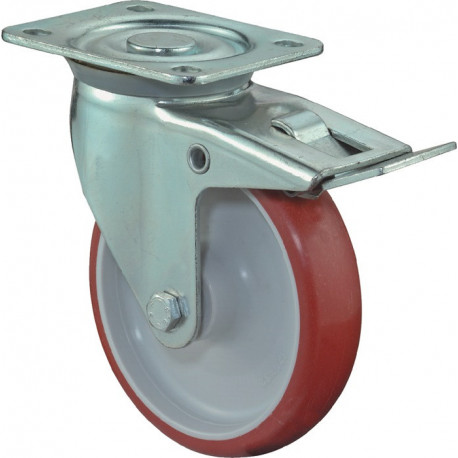 Rouleau de renvoi D. de la roue 80 mm cap. charge 125 kg avec blocage total poly
