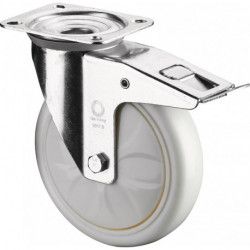 Roulette D.125mm Capacité.300kg avec frein 138x109mm blanc BS ROLLEN