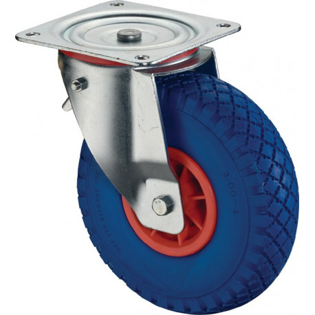 Roulette orientable avec frein D. de la roue 260 mm cap. charge 160 kg avec plaq