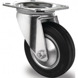 Roulette pivotante Ø 160 mm capacité de charge 135 kg plaque en caoutchouc plein L135xP110 mm PROMAT