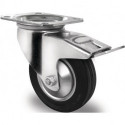 Roulette pivotante Ø 100 mm, capacité de charge 75 kg avec frein total, caoutchouc plein 105x80mm PROMAT