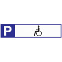 Signalisation de places de stationnement stationn. p. handicapés L460xl110 mm aluminium blanc/bleu/noir