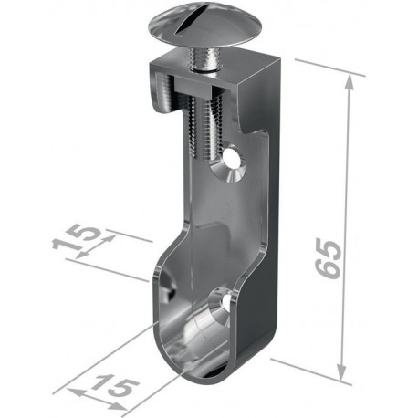 Support tube cintre armoire 11118 Zinc coulé sous pression, nickelé, fixation murale.30x15mm PG (Par 50)