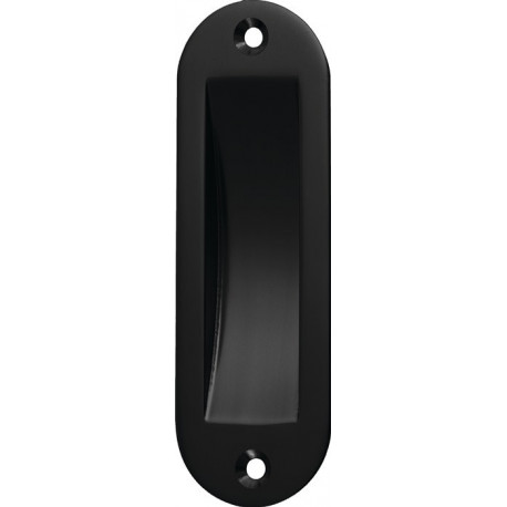 Poignée Porte coulissante coque aluminium thermolaqué noir ovale 2 x D. 5 mm longueur 120 mm largeur 40 mm HERMETA